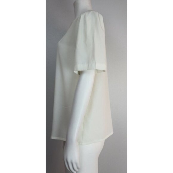 WOMEN'S IVORY WHITE SHORT SLEEVE SILKY TEXTURED BLOUSE - YVES ST. CLAIR - SIZE 8 - Picture 5 of 7